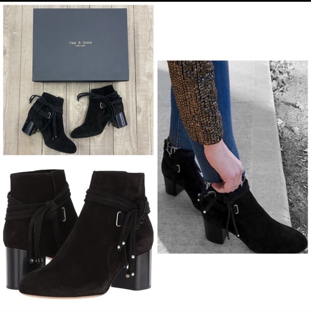 NIB Rag & Bone Dalia II Genuine Suede ankle booties size 9 black - Picture 3 of 8